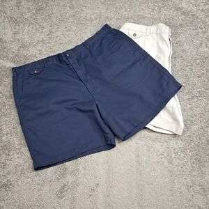 Towncraft Mens 44 Shorts Bundle Navy Khaki Easy Care Stain Release 2 Pair Lot